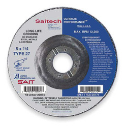 United Abrasives/Sait DepressedGrindWhl,7/8"CN,UnthreadHle 20094