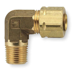 Parker Elbow, 90,Brass,CompxM,1/4Inx3/8In,PK10 169CA-4-6