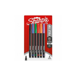 Sharpie Felt Tip Pens,Assorted,PK6  1976527