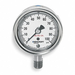 Ashcroft Pressure Gauge,0 to 100 psi,2-1/2In 251009SW02LX6B100