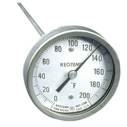 Reotemp Bimetal Thermom,3 In Dial,0 to 200F  A72PF   0-200F