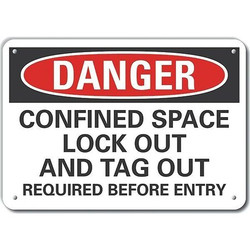 Lyle Confined Space Danger Sign,10x14in,Plstc LCU4-0667-NP_14X10