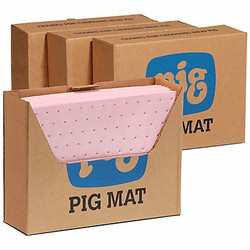 Pig Absorbent Pad,Chem/Hazmat,Pink,PK100 MAT3510