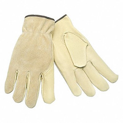 Mcr Safety Leather Gloves,Beige,M,PR 3405M