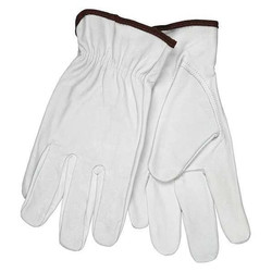 Mcr Safety Leather Gloves,White,M,PR 3613M