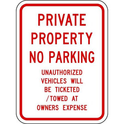 Lyle Private Property No Parking Sign,24"x18" PPR-060-18HA