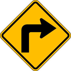 Lyle Right Turn Traffic Sign,12" x 12"  W1-1R-12HA