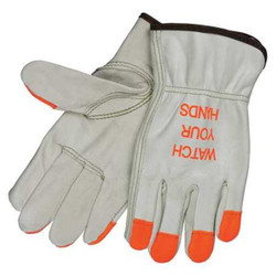 Mcr Safety Leather Gloves,Beige,M,PR 3213HVIM