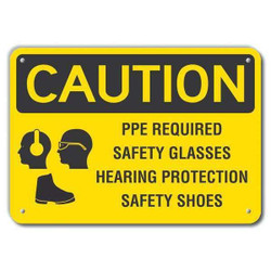 Lyle Rflctv Ppe Caution Sign,10x14in,Aluminum LCU3-0186-RA_14x10