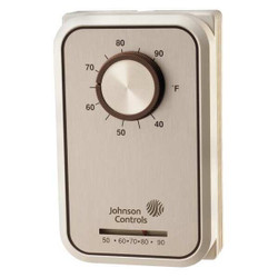 Johnson Controls Line Volt NP Analog Tstat 1H,White,SPST T26A-14C