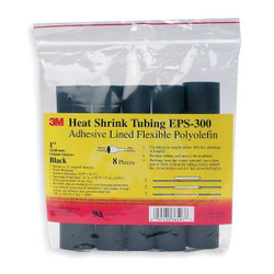 3m Shrink Tubing,6 in,Blk,1.5 in ID,PK3 EPS300-1 1/2-6"-BLACK-10-3 PC PKS