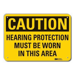 Lyle Rflctv Hearing Caution Sign,10x14in,Alum LCU3-0399-RA_14x10