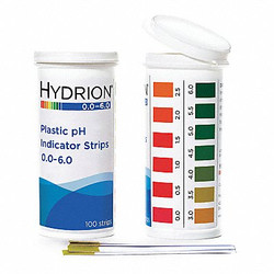 Hydrion pH Test,2 3/4 in L,0 to 6 pH,PK100 9200