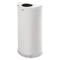 Rubbermaid Commercial Trash Can,Half Round,12 gal.,Silver FGSO12SSSPL