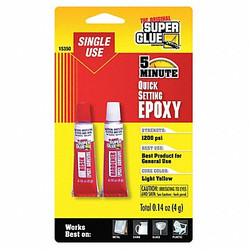 Super Glue Epoxy Adhesive,Tube,1:1 Mix Ratio 15350-12