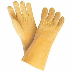 Mcr Safety Chemical Gloves,L,12inL,Crinkle,Latex,PR 6845