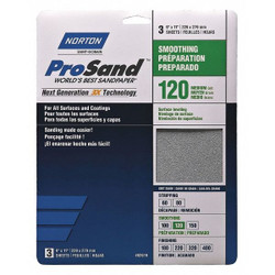 Norton Abrasives Sandpaper Sheet,11 in L,9 in W,PK3 07660768161