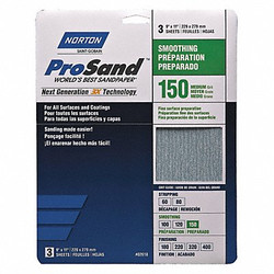Norton Abrasives Sandpaper Sheet,11 in L,9 in W,PK3 07660768160