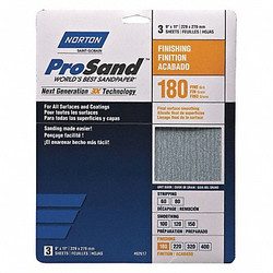 Norton Abrasives Sandpaper Sheet,11 in L,9 in W,PK3 07660768159
