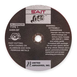 United Abrasives/Sait Abrasive Cut-Off Wheel,7/8"Connect.,A46N 23314