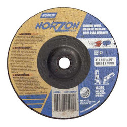 Norton Abrasives Depressed Center Wheel,T27,4 in.,3/8 in.  66252842004