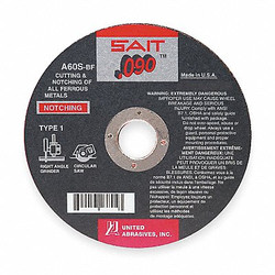 United Abrasives/Sait CutOff Wheel,A60S,4-1/2"x.090"x7/8" 23804