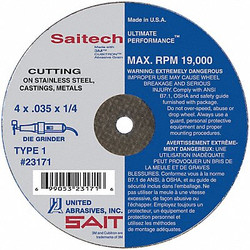 United Abrasives/Sait CutOff Wheel,Saitech,3"x1/16"x3/8" 23140