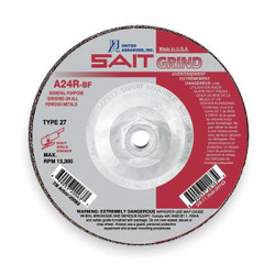 United Abrasives/Sait DepressedGrindWhl,5/8"-11CN,ThreadHle 20096
