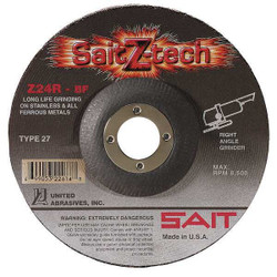 United Abrasives/Sait DepressedGrindWhl,7/8"CN,UnthreadHle 22600