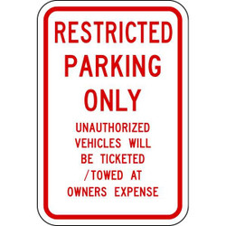 Lyle Tow Zone No Parking Sign,18" x 12" RP-065-RW-12HA