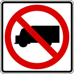 Lyle No Trucks  Traffic Sign,24" x 24" R5-2-24HA