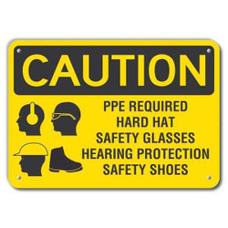 Lyle Caution Sign,7 in x 10 in,Aluminum LCU3-0188-RA_10x7