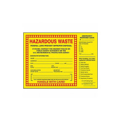 Accuform DOT Handling Label,Waste,8" Label W,PK25 MHZW27PSP