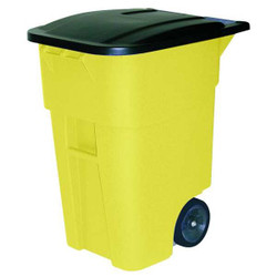 Rubbermaid Commercial Trash Can,50 gal.,Yellow,Plastic FG9W2700YEL