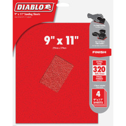 Diablo 9 In. x 11 In. 320 Grit Ultra Fine Sandpaper (4-Pack) DCS911320S04G