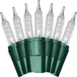J Hofert Pure White 250-Bulb Faceted LED Light Set with Green Wire 1291-02