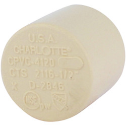 Charlotte Pipe 1/2 In. Slip Solvent Weld CPVC Cap CTS 02116  0600HA