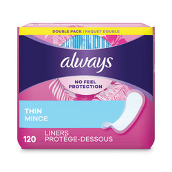 Always® Thin Daily Panty Liners, Regular, 120/pack, 6 Packs/carton 10796