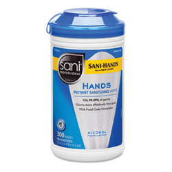 Sani Professional® Hands Instant Sanitizing Wipes, 7.5 x 5, 300/Canister P92084