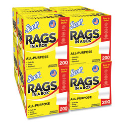 Scott® Rags in a Box, POP-UP Box, 12 x 9, White, 200/Box, 8 Boxes/Carton 75260