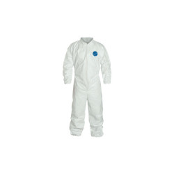 Tyvek® 400 Coverall, Serged Seams, Collar, Elastic Waist, Elastic Wrists and Ankles, Front Zipper, Storm Flap, White, 2XL