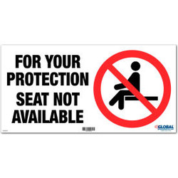 Global Industrial Seat Not Available Adhesive Sign 12""W x 6''H For Wall Seat or