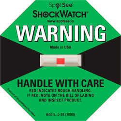 SpotSee ShockWatch Impact Indicators, 100G Range, Green, 50/Box
