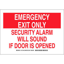 Brady 127165 Emergency Exit Only Security Alarm Will Sound If Door Is Opened Sig