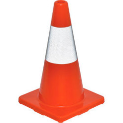 Global Industrial 18"" Traffic Cone Reflective Solid Orange Base 2-1/2 lbs