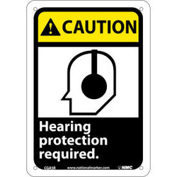 Graphic Signs - Caution Hearing Protection - Plastic 7""W X 10""H