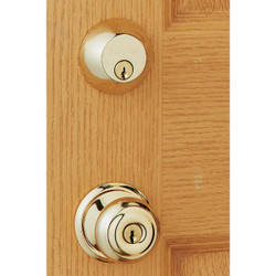 Schlage Bright Brass Deadbolt and Door Knob Combo FB50NVGEO505