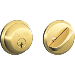 Schlage Bright Brass Single Cylinder Deadbolt B60NG505605