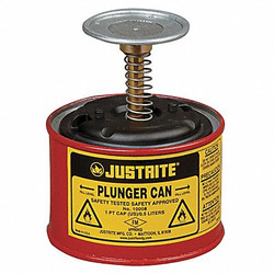 Justrite Plunger Can,1 pt.,Galvanized Steel,Red  10008