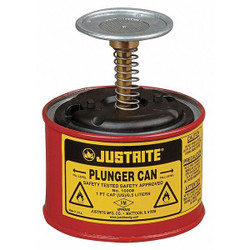 Justrite Plunger Can,1 pt.,Galvanized Steel,Red 10008